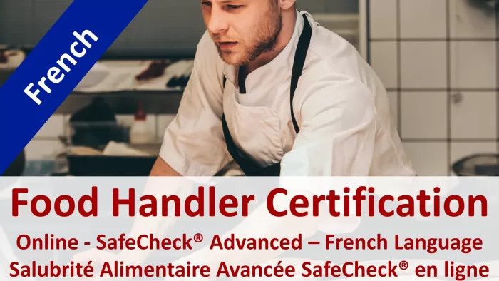 a chef working in a kitchen- SafeCheck French Laguage MAPAQ Approved