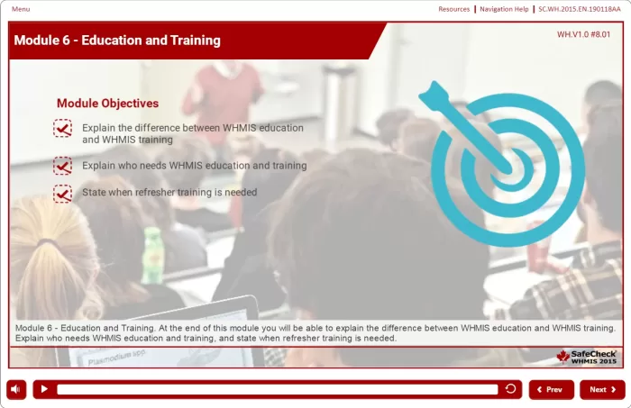 an informational image showing module 6 of whmis training