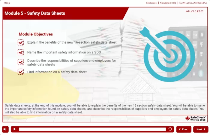 an informational image showing module 5 sds training