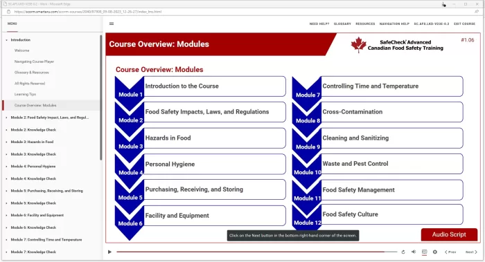 an informational image showing a course overview and modules