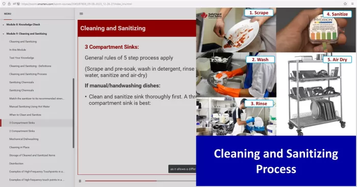 an informational image of the cleaning and sanitizing process