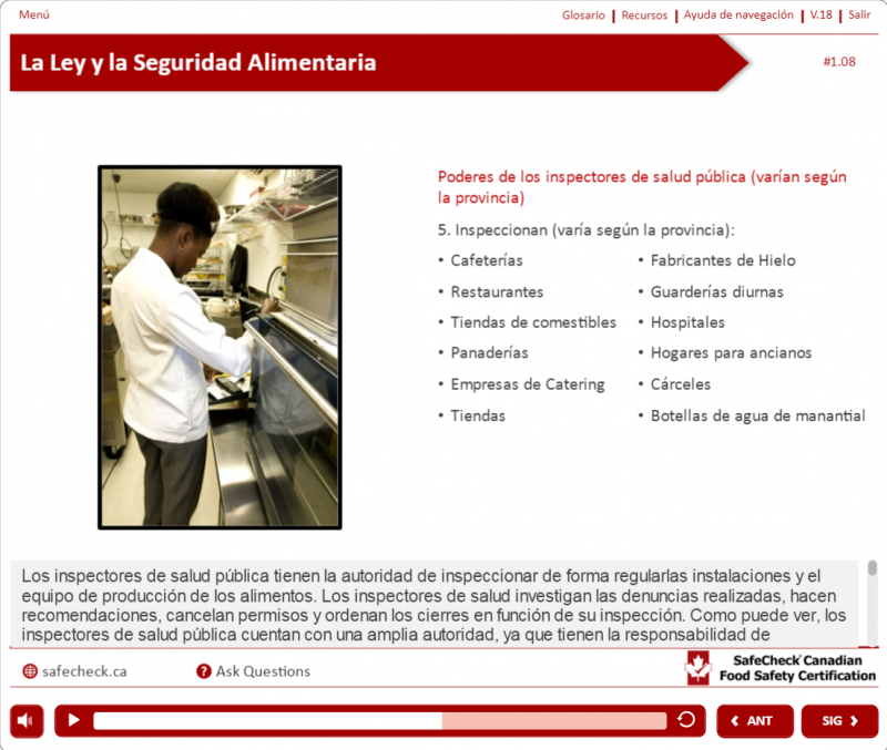 Spanish Food Handling Course Online Safety Certification