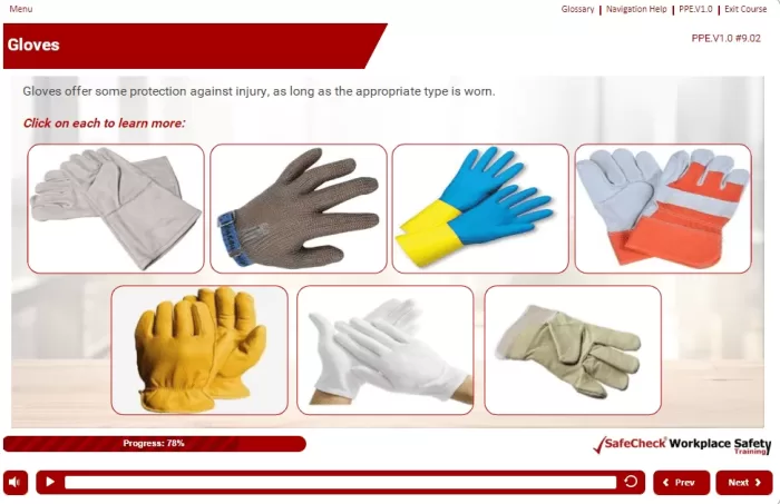 a series of photos showing different types of PPE gloves