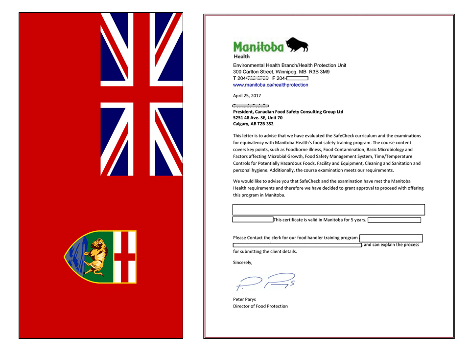 Manitoba Approval