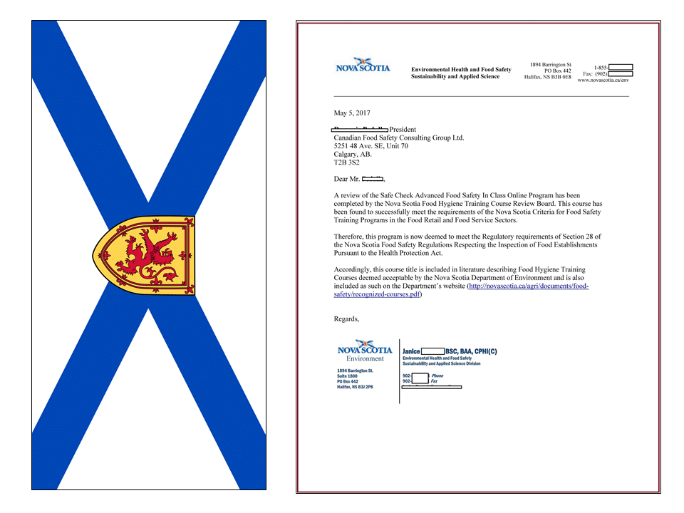Nova Scotia Approval