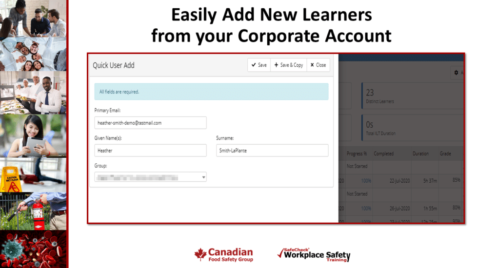 Add new users- SafeCheck Quick User Add