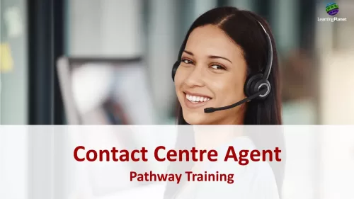 a customer service agent smiling
