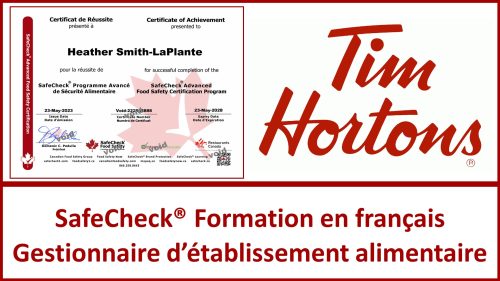 Tim Hortons - Advanced Food Safety: French Language Course Approved by MAPAQ