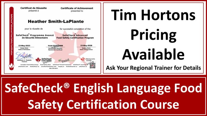 Tim Hortons English Language Food Handler Course