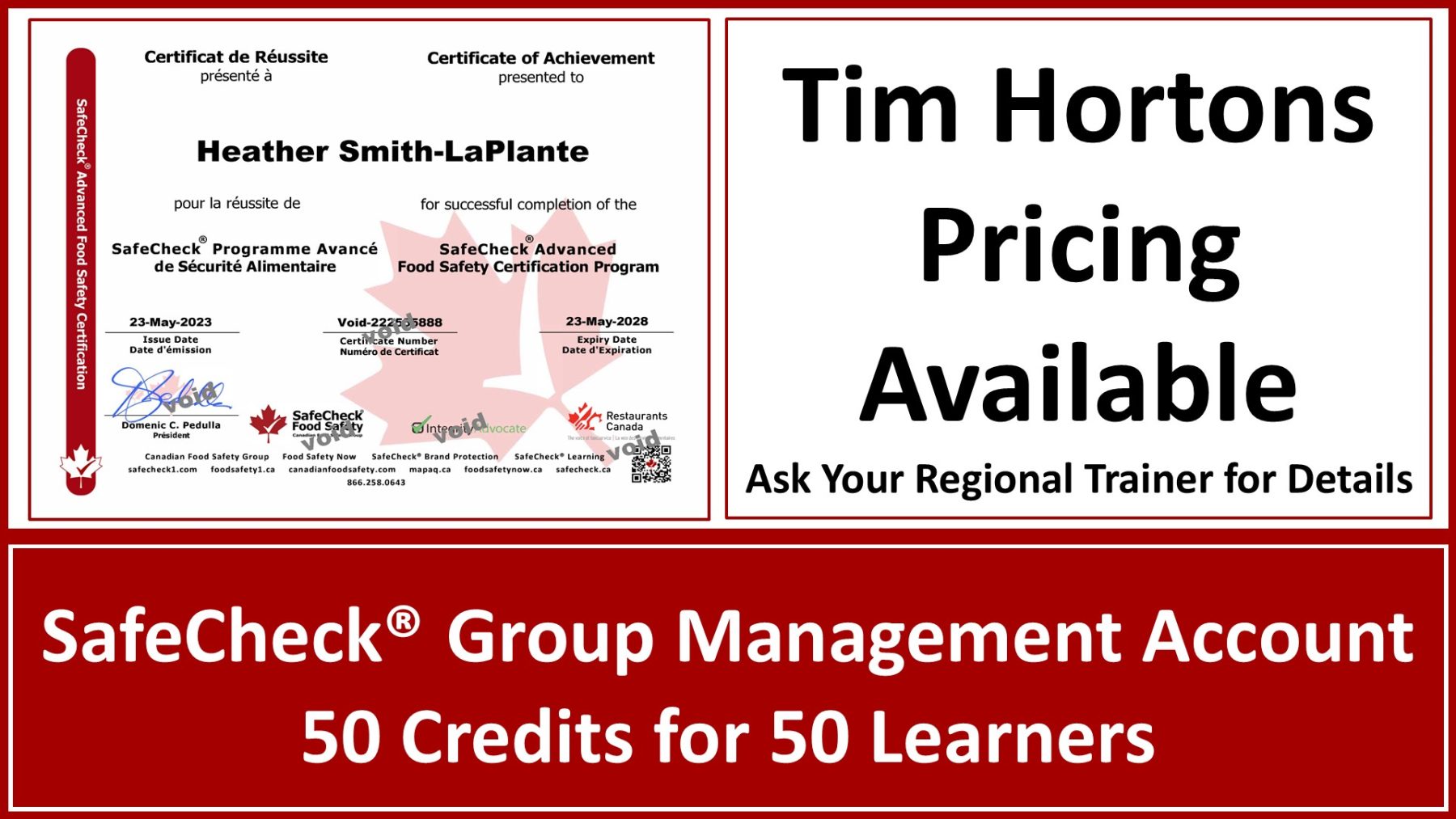 SafeCheck Food Safety Certification Course - Tims