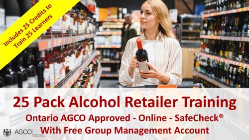 SafeCheck AGCO Approved Alcohol Retailer Training ON - 25 PK with Free Group Management Account